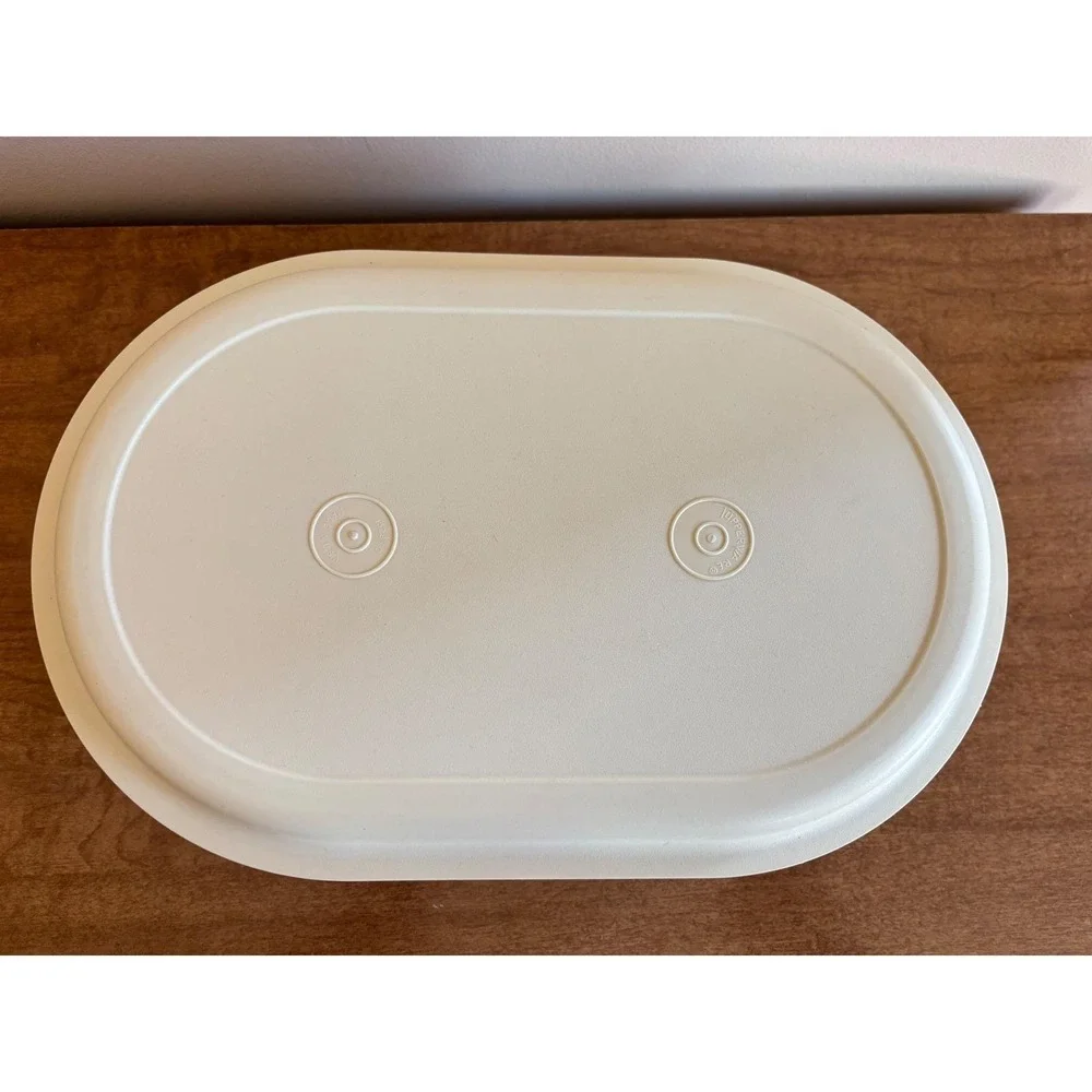 Vintage Tupperware 3 Pc Oval Server‎ Harvest Gold Hot Cold